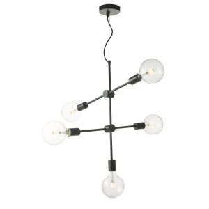 Yonah 5 Light ES Black Adjustable Pendant