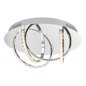 Zancara 4 Light 25W Integrated LED Polished Chrome Flush Fitting With Crystal Loops