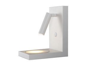 Zanzibar Reader Wall Lamp Switched With Mobile Phone Induction Charger, 3W LED, 3000K, 210lm, Sand White, 3yrs Warranty