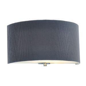 Znew_yorkza 1 Light E27 Grey Micro Pleat Shade Wall Light With Tempered Glass Diffuser And Polished Chrome Ficorstonl