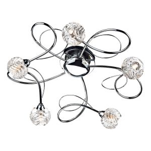 Norma 5 Light G9 Polished Chrome Flush Fitting With Clear Rippled Glass Shades
