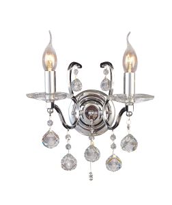 Zinta Wall Lamp Switched 2 Light E14 Switched Polished Chrome/Crystal