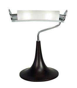 Zira Table Lamp 2 Light G9, Polished Chrome/Frosted White Glass/Wenge