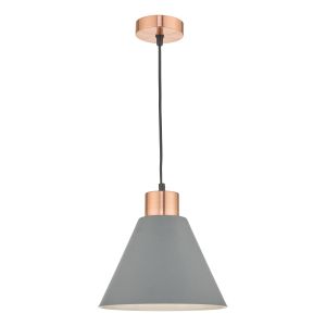 Zocalo 1 Light E27 Grey & Copper Adjustable Pendant