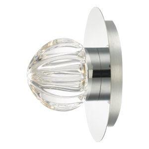 Zondra 1 Light 7W Integrated LED Bathroom IP44 Wall Light With Rippled Glass Shade