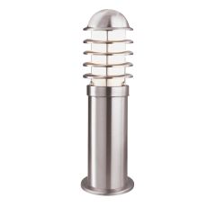 Louvre Outdoor - 1 Light Post (Height 45cm), Stainless Steel, White Shade