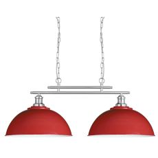 Fusion - 2 Light Ceiling Bar, Satin Silver, Red Shades