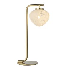 Safri 1 Light G9 Satin Brass Table Light With Inline Switch C/W Confetti Glass Shade
