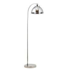 Caspa 1 Light E27 Bright Nickel Floor Lamp With An Adjustable Head & Inline Foot Switch C/W Smoked Mirrored Glass Shade