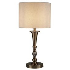 Oscar 1 Light Table Lamp, Antique Brass, Linen Shade