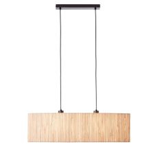 Longshore 2 Light E27 Matt Black Adjustable Linear Pendant With Natural Seagrass Drum Shade