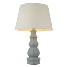 Provence 1 Light E27 Pale Grey Ceramic Table Lamp With Inline Switch C/W Cici 18" Ivory Tapered Drum Shade