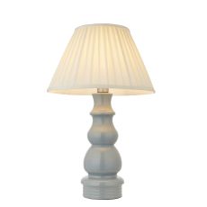 Provence 1 Light E27 Pale Grey Ceramic Table Lamp With Inline Switch C/W Chatsworth 16" Double Pleat Ivory Silk Tapered Shade