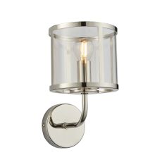 Hopton 1 Light E27 Bright Nickel Wall Light With Clear Glass Shade