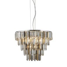 Searchlight 1229-9CC Clarissa 9 Light Pendant With Clear/Amber/Smokey Crystal Prism Drops Finish