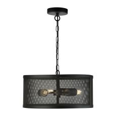 Fishnet 3 Light Drum Pendant Matt Black