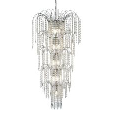 Waterfall - 13 Light Tier Chandelier, Chrome, Clear Crystal