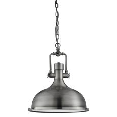 Industrial Pendant - 1 Light Pendant, Antique Nickel, Frosted Glass