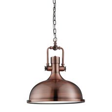 Industrial Pendant - 1 Light Pendant, Antique Copper, Frosted Glass