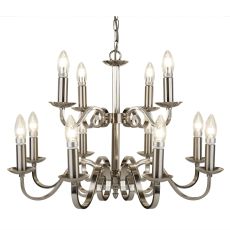 Richmond - 12 Light Ceiling, Satin Silver, Scroll Arms