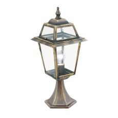New Milas - 1 Light Outdoor Post (Height 50cm) Black Gold, Clear Glass