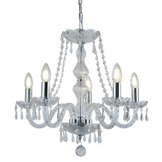 Hale - 5 Light Chandelier, Chrome, Clear Crystal Trimmings