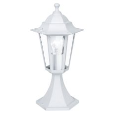 Laterna 5, 1 Light E27 Outdoor PIR Pedestal Cast White Aluminium With Clear Glass