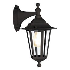 Laterna 4, 1 Light E27 IP44 Outdoor Black Cast Aluminium Down Wall Light With Clear Glass