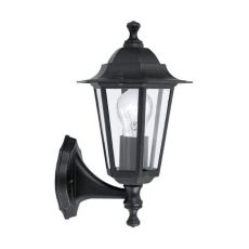 Laterna 4, 1 Light E27 Outdoor IP44 Black Cast Aluminium Up Wall Light With Clear Glass