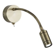 LED Adj Wall Light - Flexi Arm - Antique Brass