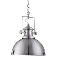 Industrial Pendant, 1 Light Satin Silver, Clear Lens