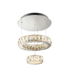 Dimmable Clover LED 2 Tier Ceiling Flush, Chrome, Clear Glass