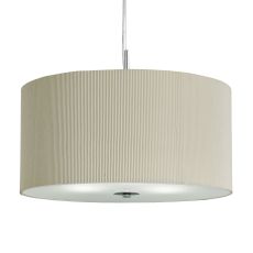 Drum Pleat Pendant - 3 Light Pleated Shade Pendant, Ccrain With Frosted Glass Diffuser Diameter 60cm