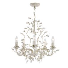 Qubendite - 5 Light Ceiling, Ccrain Gold Finish With Leaf Dressing And Clear Crystal Deco