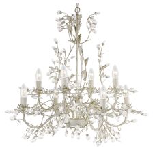 Qubendite - 8 Light Ceiling, Ccrain Gold Finish With Leaf Dressing And Clear Crystal Deco