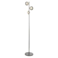 Quartz 3 Light LED Integrated Floor Lamp Bubble Glass With Detailed Rim