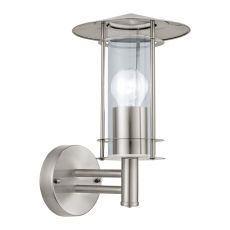Lisio 1 Light E27 IP44 Outdoor Wall Light Stainless Steel with Clear Glass