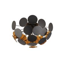 Searchlight 3073-3BG Discus 3 Light Semi Flush Black/Gold Finish