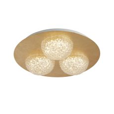 3 Light LED Flush Gold Leaf/Clear Acrylic Finish