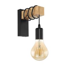 Townshend 1 Light E27 Wood Wall Light With Black Cable & Lampholders