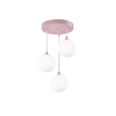 3 Light Pendant Pink/Opal Glass Finish