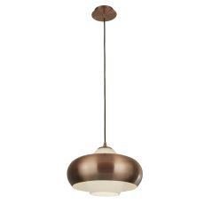 Pendant 1 Light Antique Copper With Opal Glass