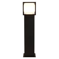 Athens 1 Light LED Integrated Outdoor IP44 Pedestal Black With Opal Shade