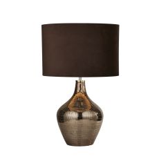 Searchlight 3847SM Single Table Lamp Smoked Mosaic With Brown Suede Shade Finish