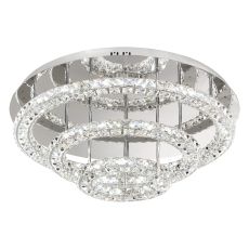 1 Light LED Integrated Flush Polished Chrome With Crystal