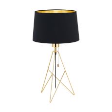 Camporale 1 Light E27, Double Insulated, Brass Table Lamp With Black Fabric Shade