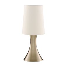 Touch Table Lamp, Antique Brass Base, White Tapered Shade
