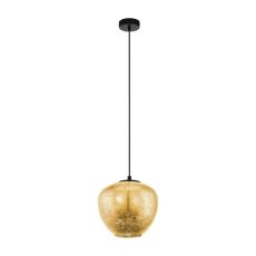 Priorat 1 Light Adjustable, Double Insulated E27 220V Black Pendant With Glass