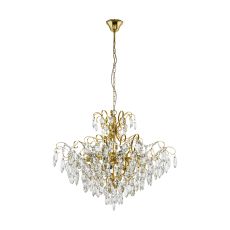 Fenoullet 1, 10 Light E14 Brass Adjustable Ceiling Pendant With Crystals