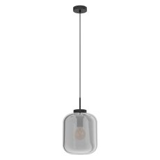 Bulciago 1 Light Adjustable Double Insulated Black E27 Pendant With Glass Vaporized